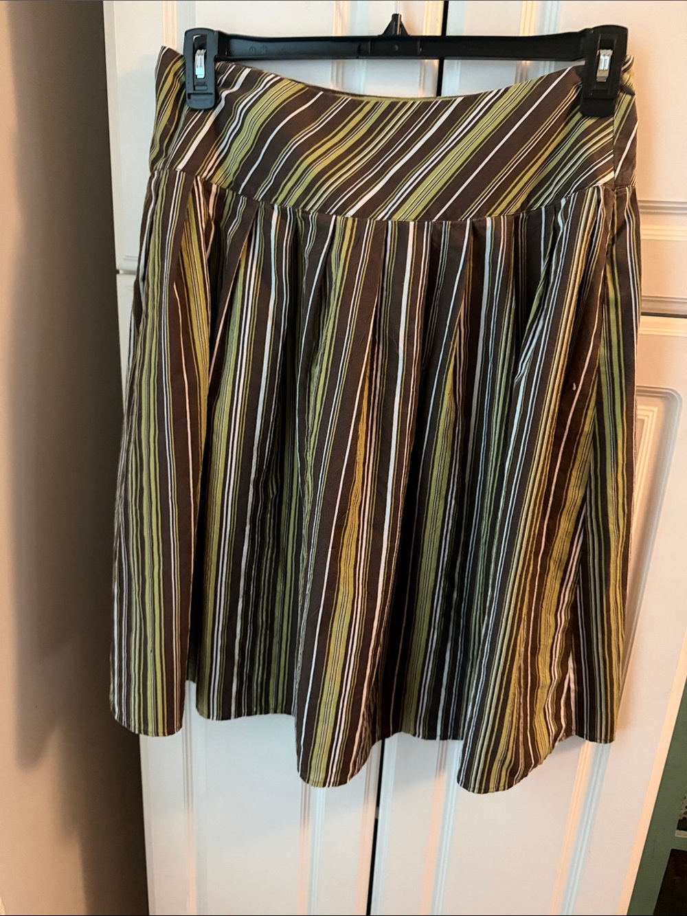august silk Brown and Green Striped Circle Skirt